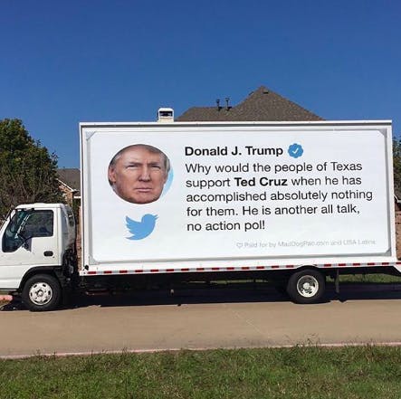 Trump Cruz tweet truck
