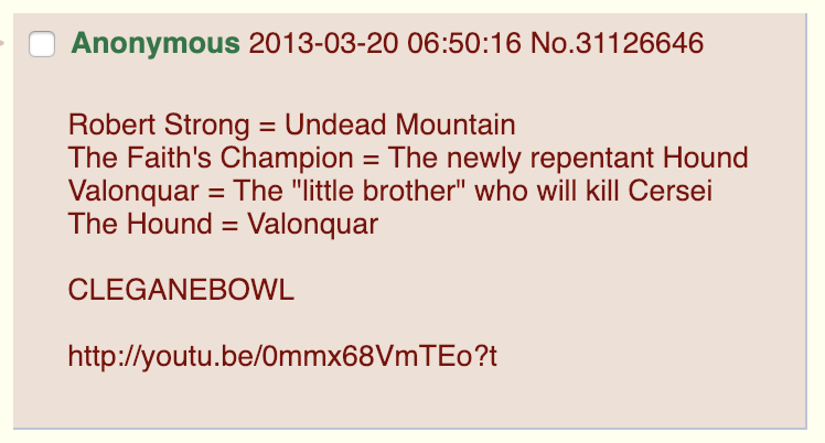 game of thrones cleganebowl 4chan