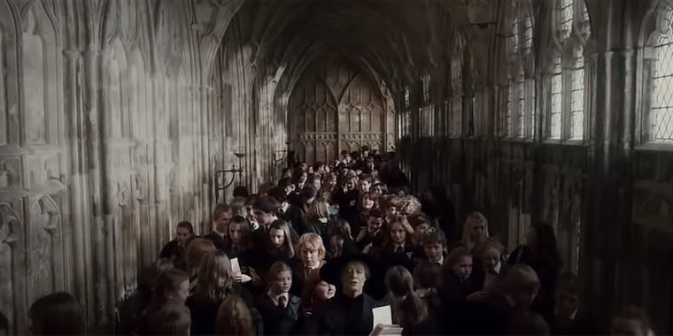 crowded hogwarts hall