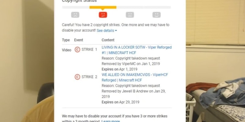 YouTube copyright strikes blackmail