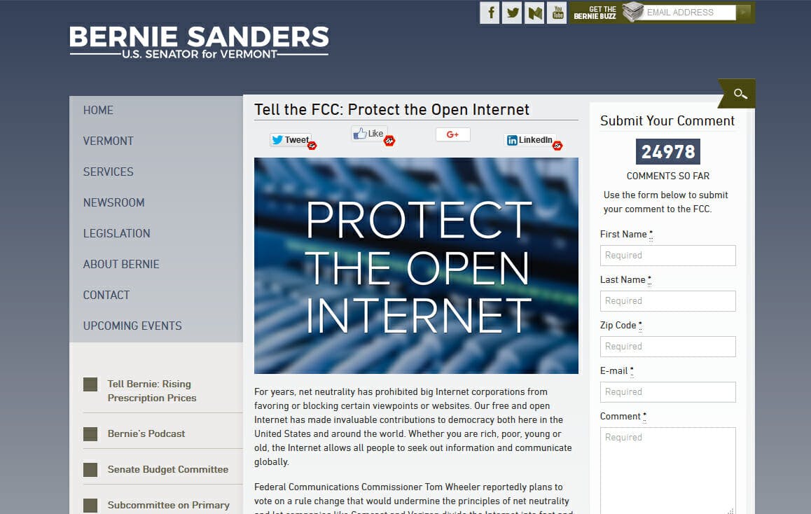 Bernie Sanders Net Neutrality