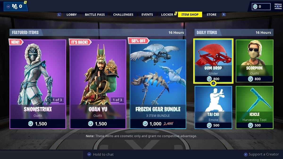 Fortnite Menu Item Shop