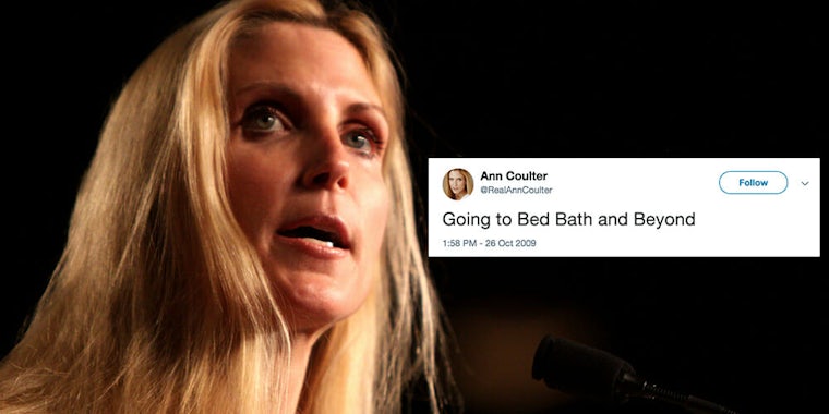 Ann Coulter's Twitter bio links to an old parody account.