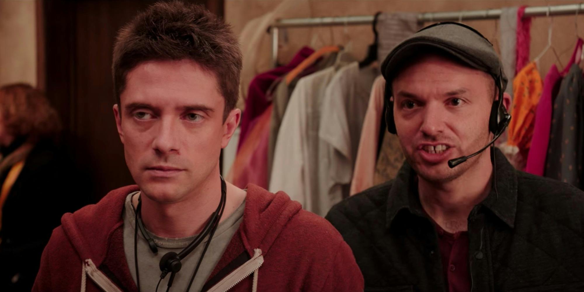 Topher Grace in the musical movie Opening Night, streaming on Netflix. 
