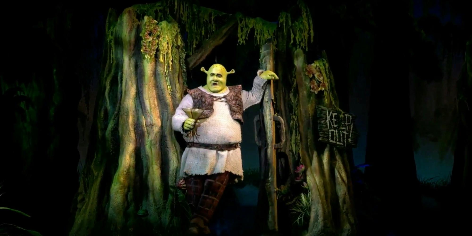 A still from Shrek the Musical, a musical based on the 2001 animated film. 