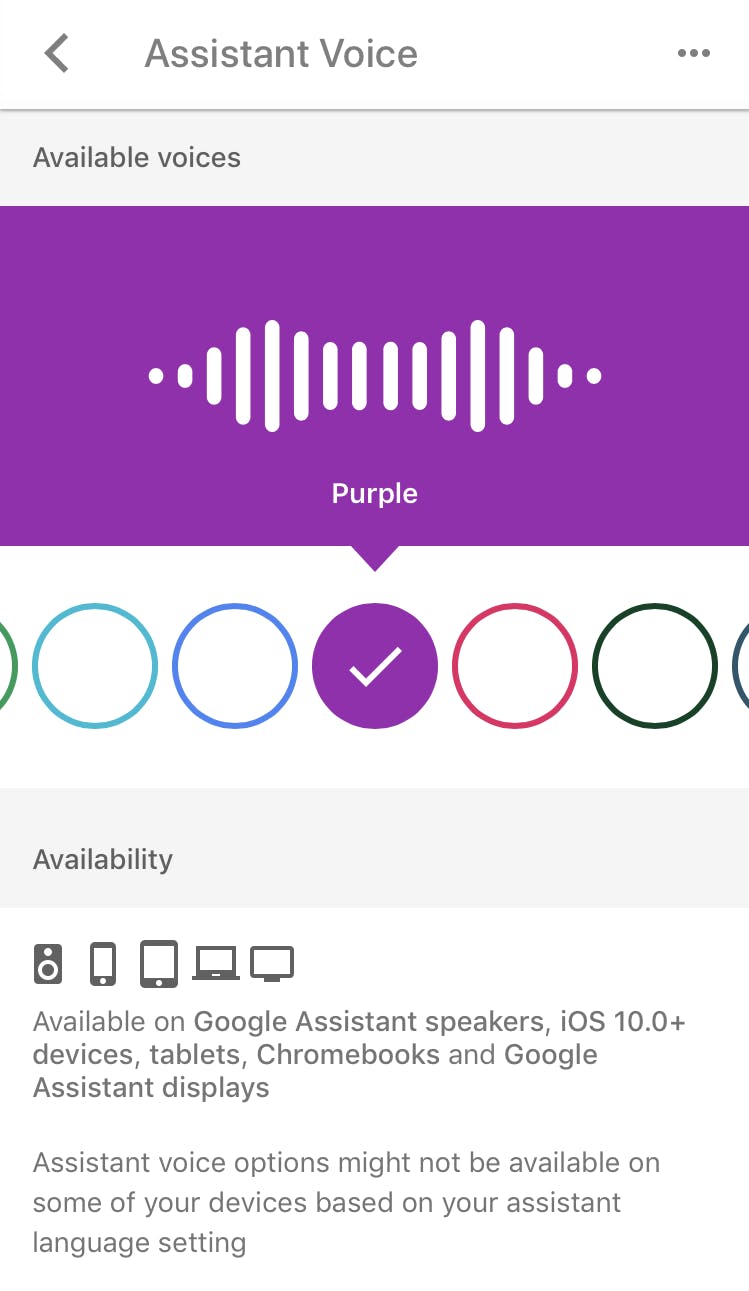 choosing a voice for Google Home or Google Assistant