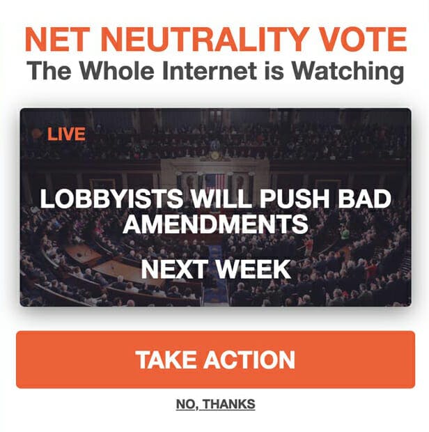 Net Neutrality Markup Protest Widget