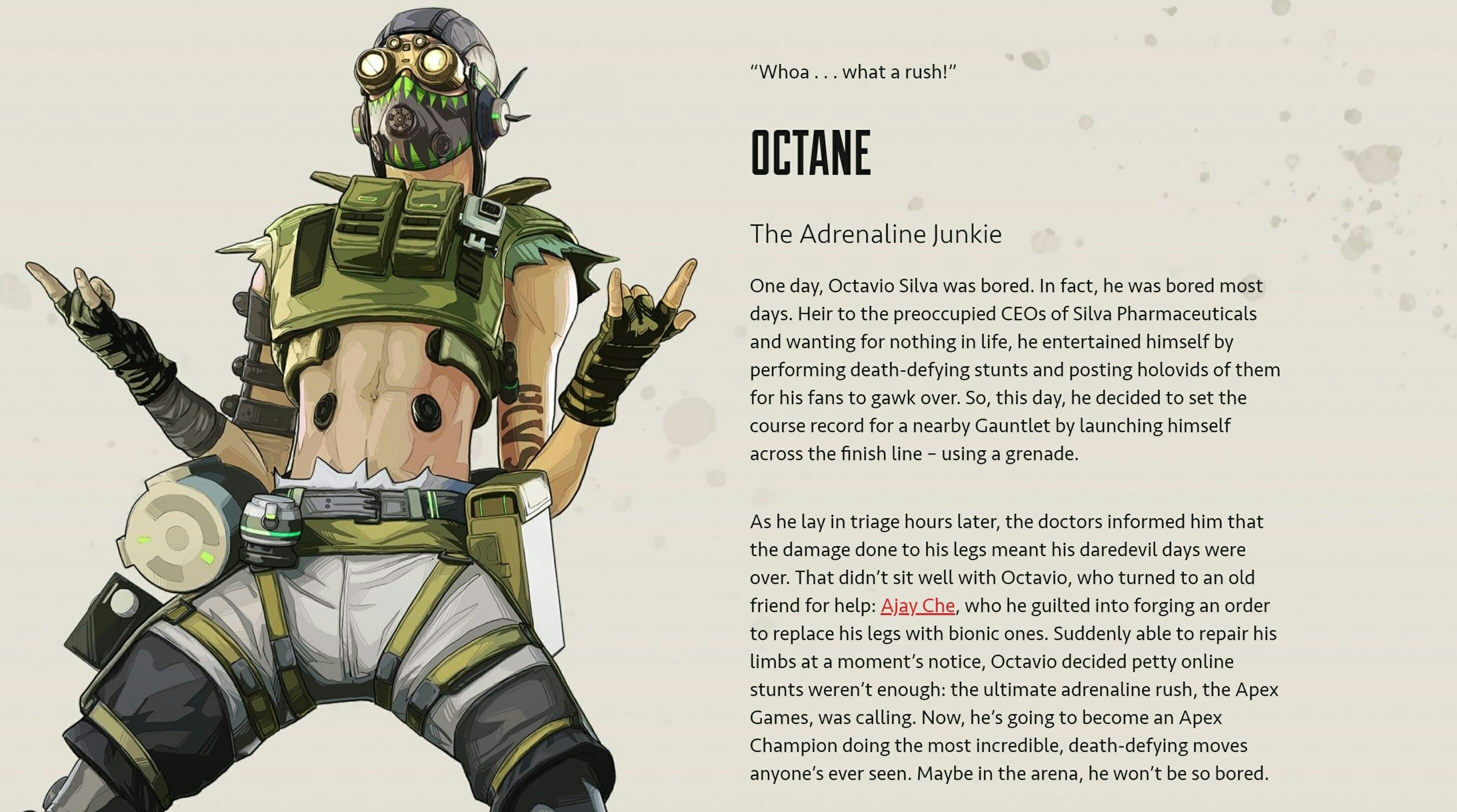 Octane character guide apex legends bio