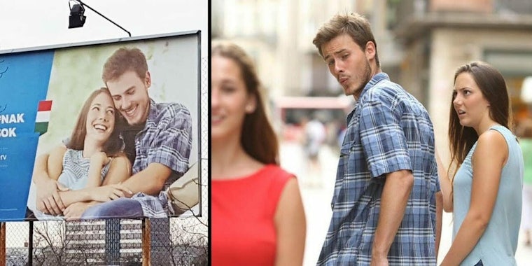 distracted boyfriend billboard meme