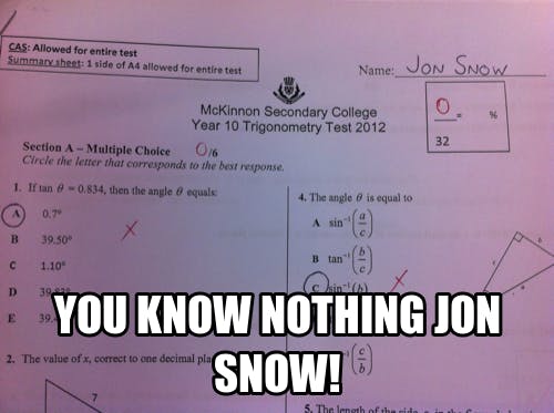 jon snow math test