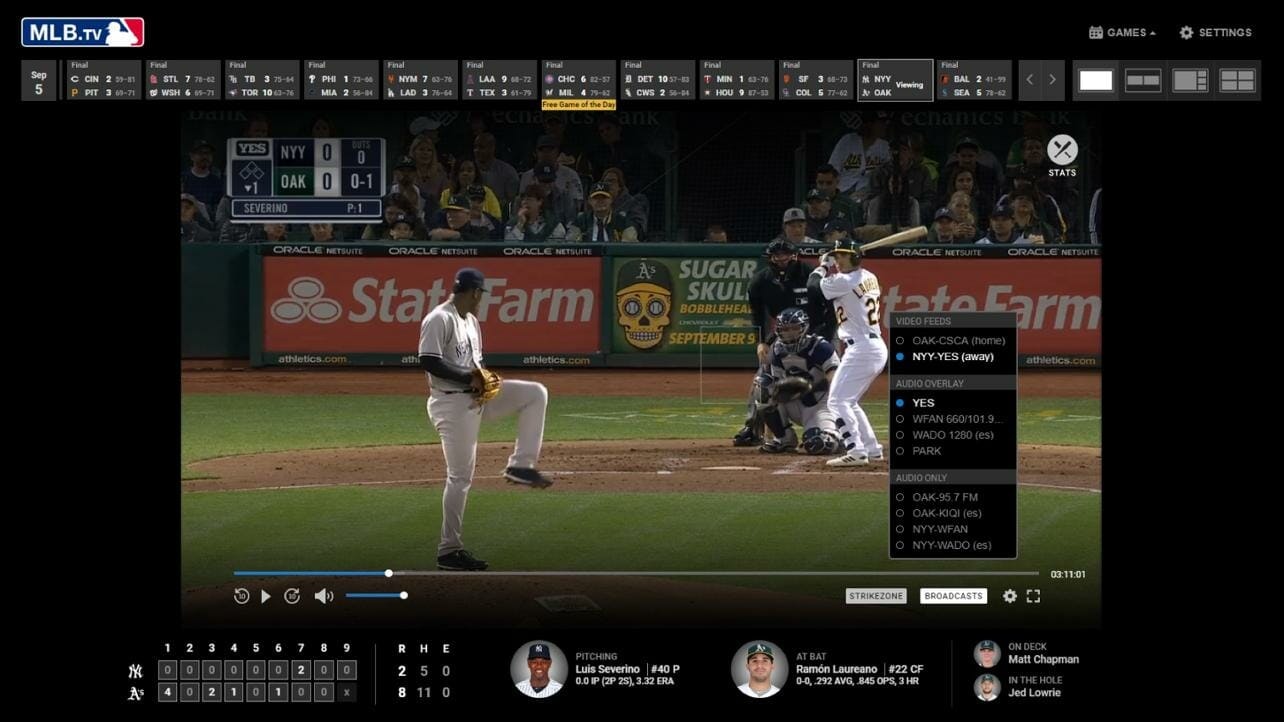 baseball streaming app