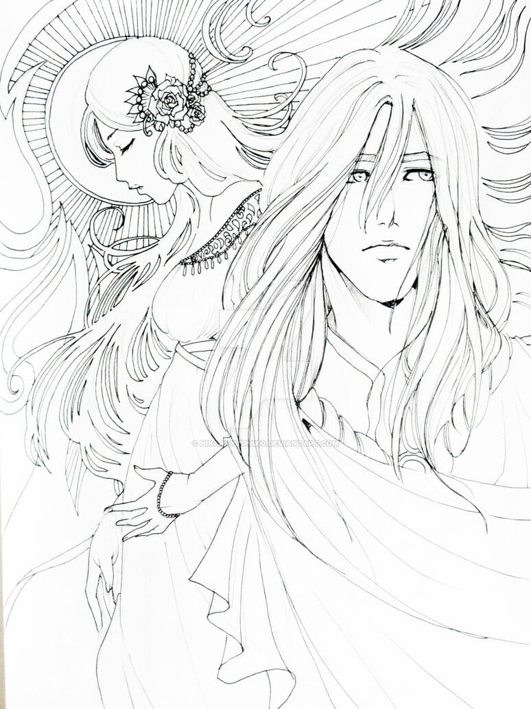 rhaegar and lyanna line art by hikari yuumiko