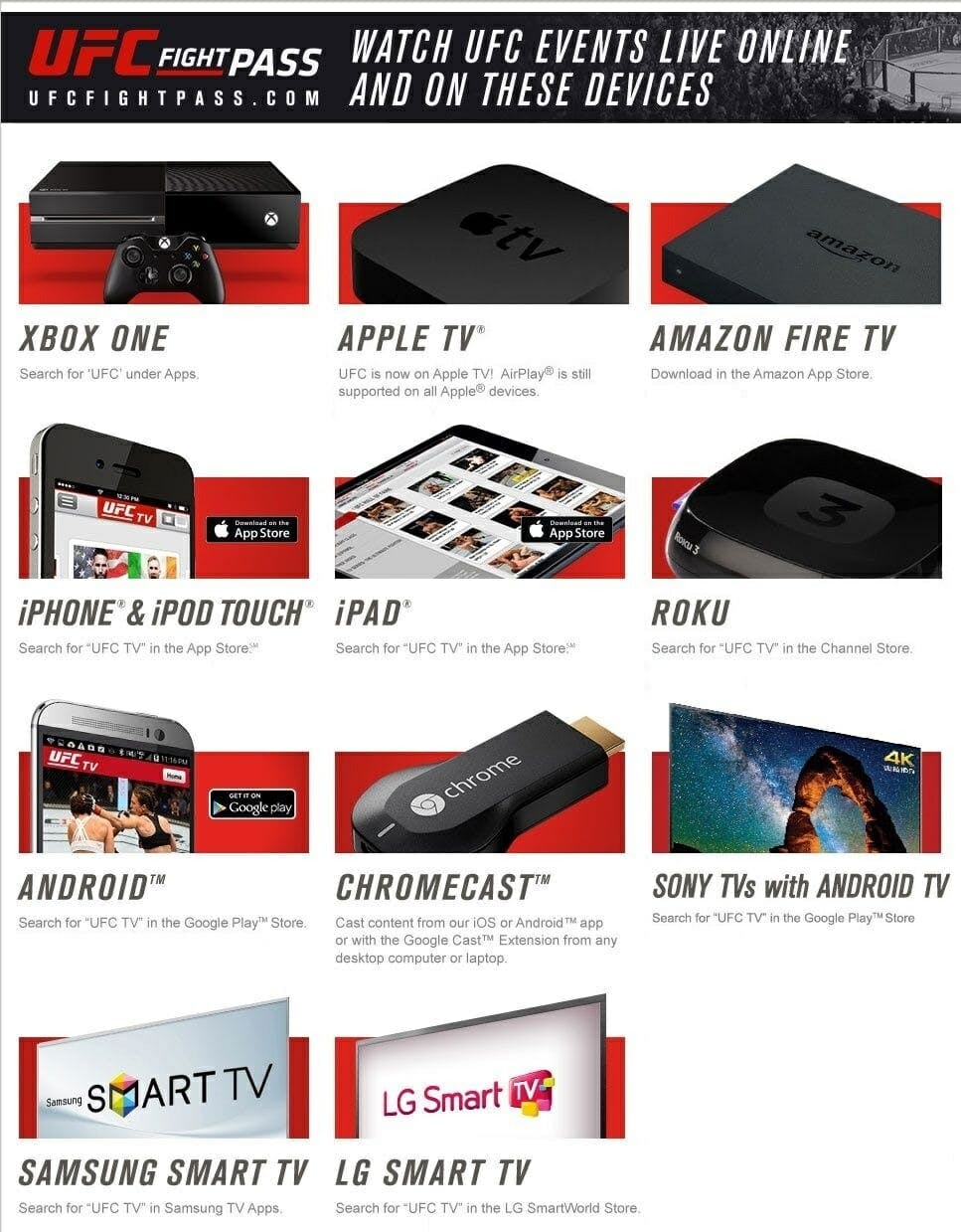 UFC fight pass streaming devices