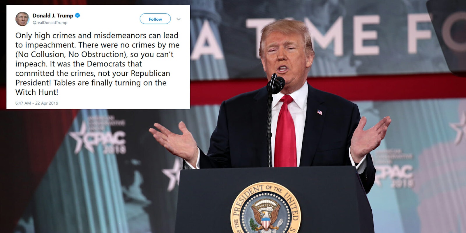 Donald Trump Impeachment Tweet Mueller Report