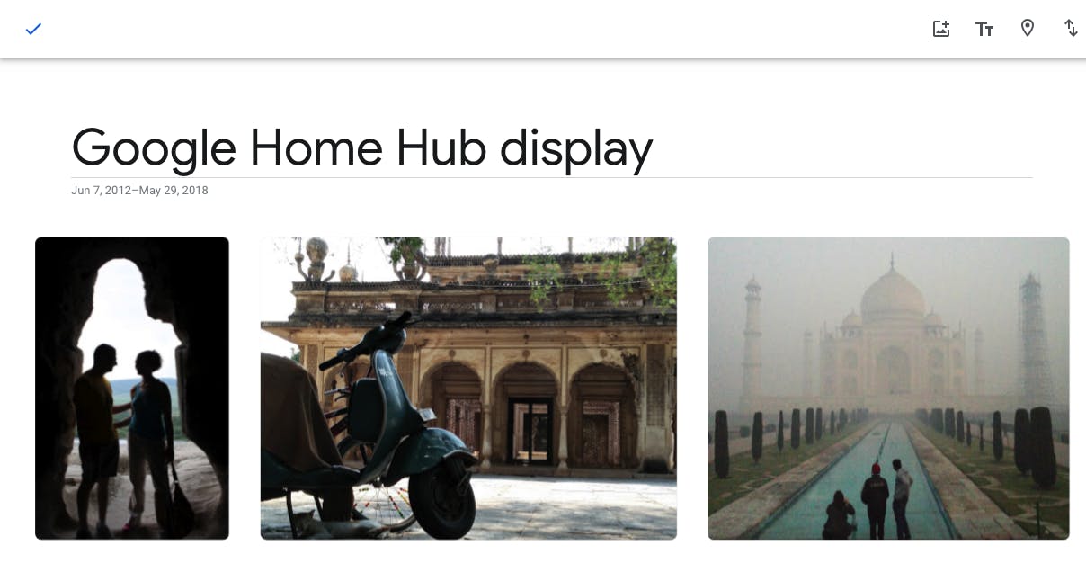 Google Home Hub display create album