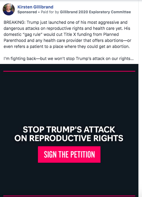 Kirsten Gillibrand facebook ads abortion