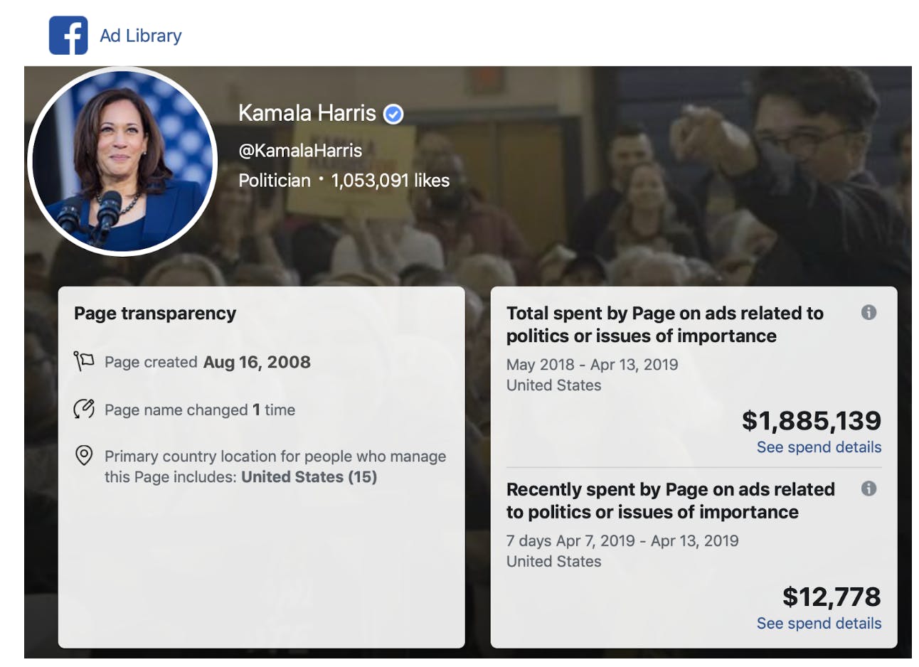 facebook political ad spending donald trump beto orourke kamala harris