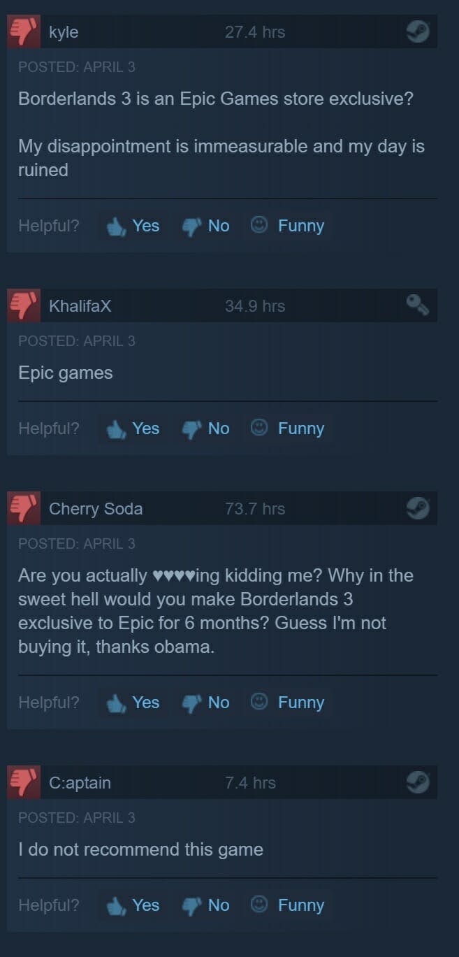 borderlands 3 review bombed example 2