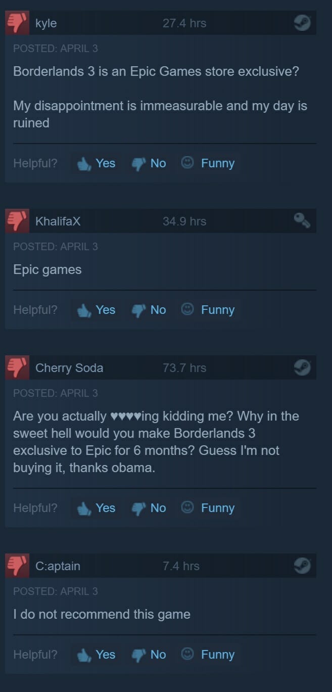 borderlands 3 review bombed example 2