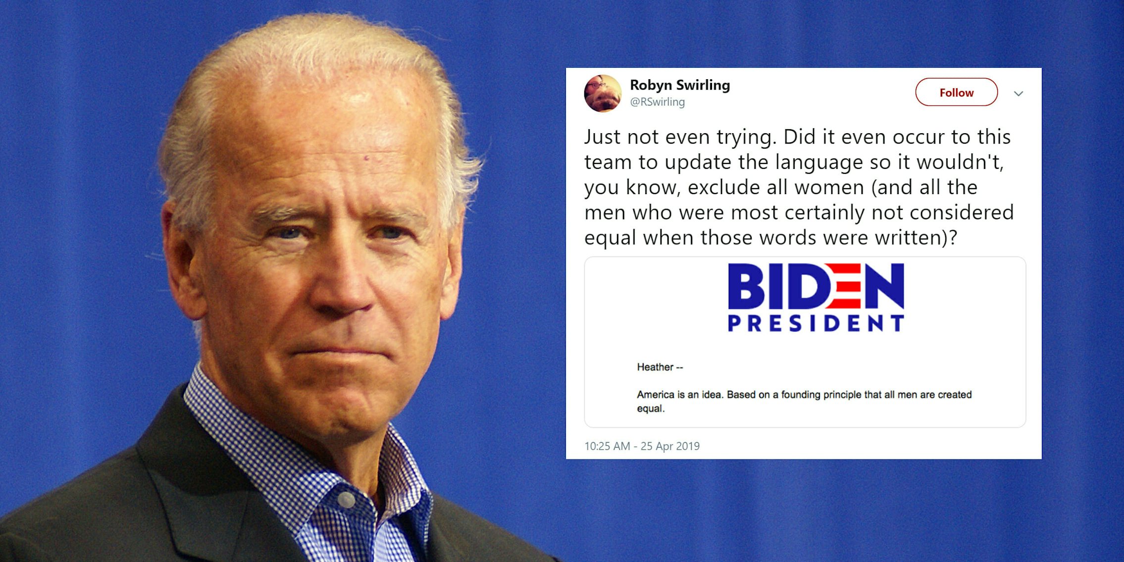 Joe Biden 'All men are created equal' email