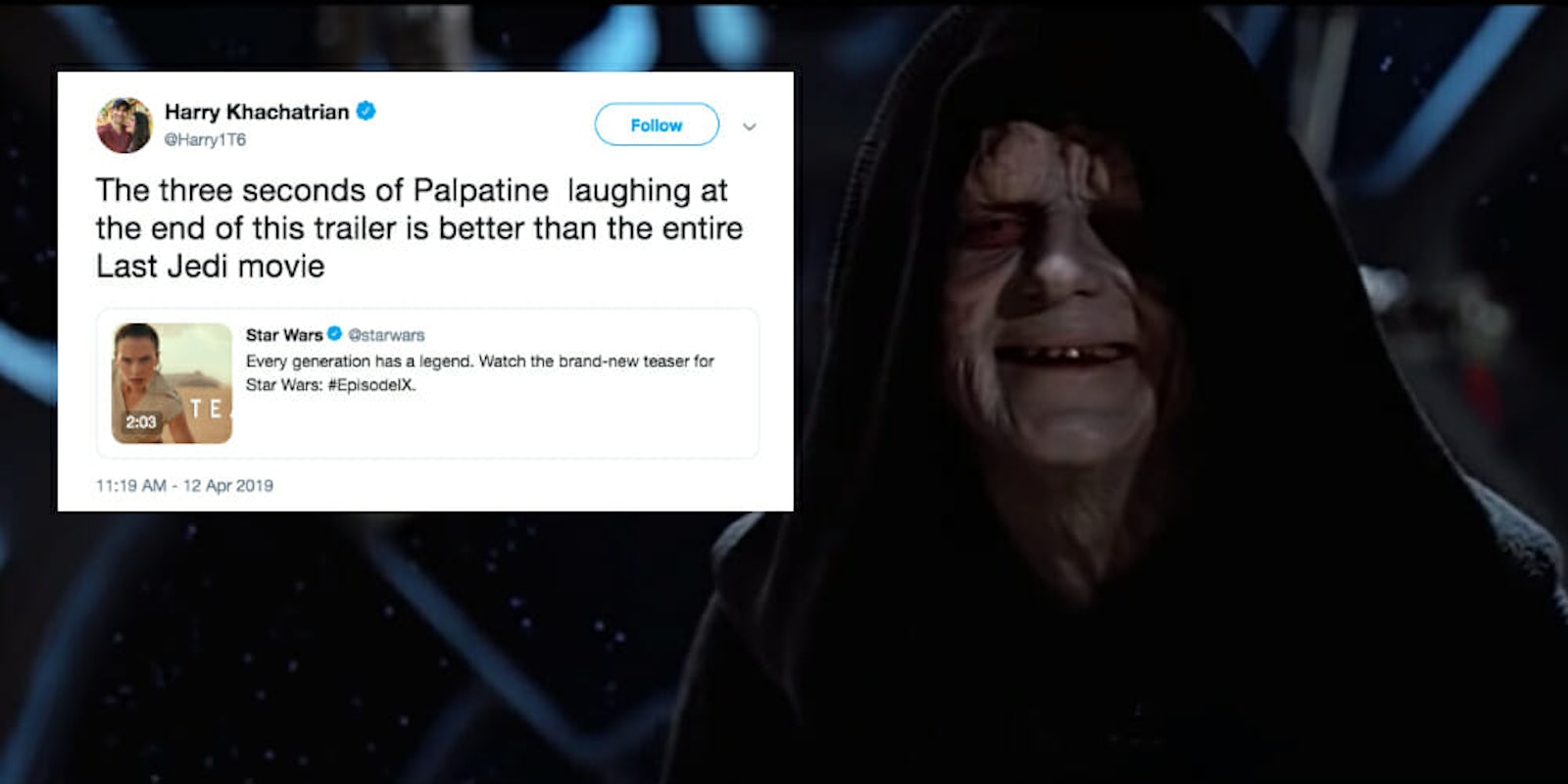 Is That Palpatine Laughing in 'Star Wars IX: The Rise of Skywalker'?