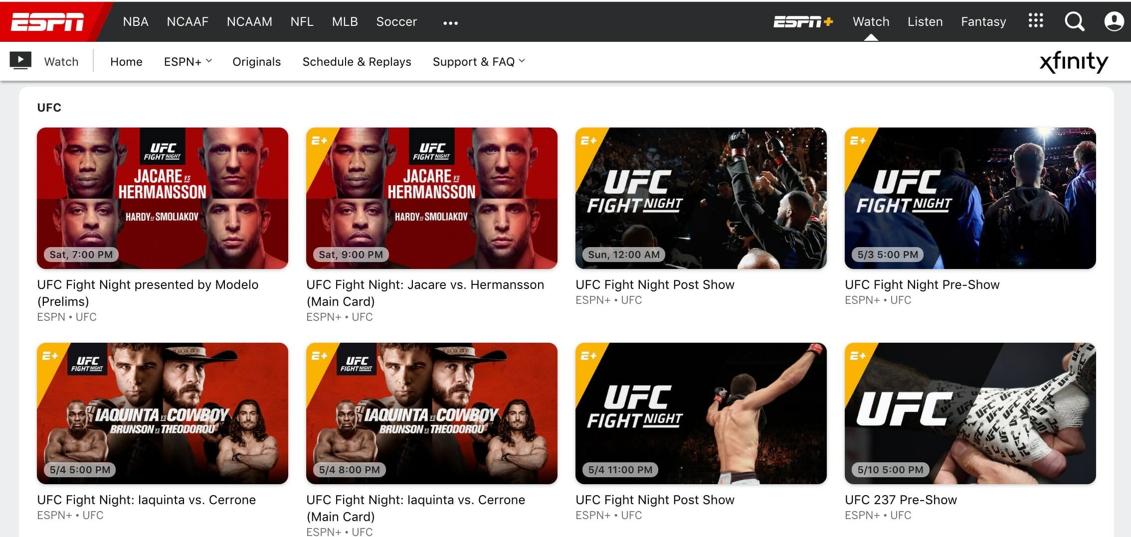 ufc espn custo