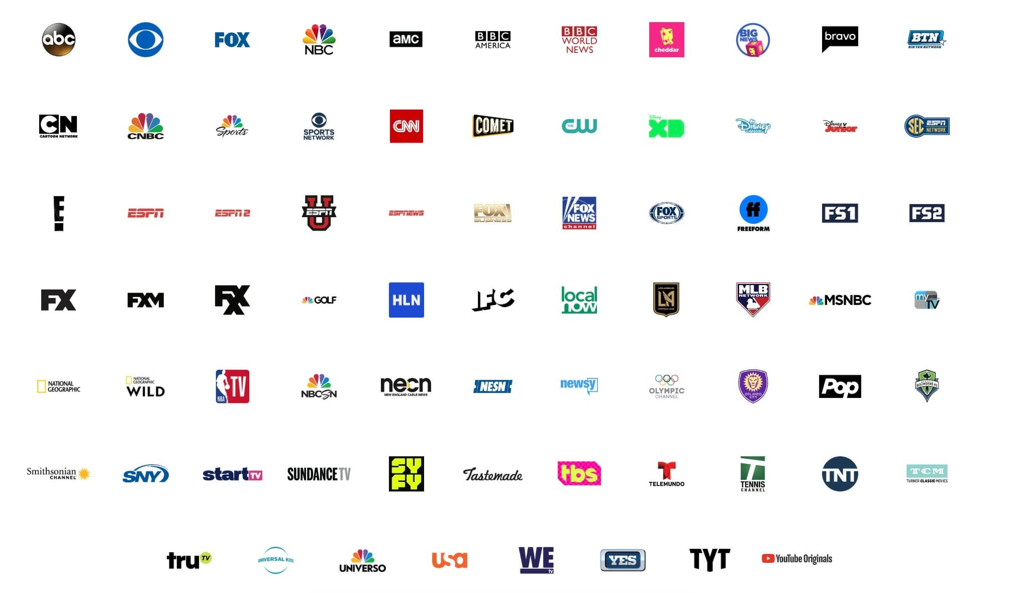 youtube tv channels