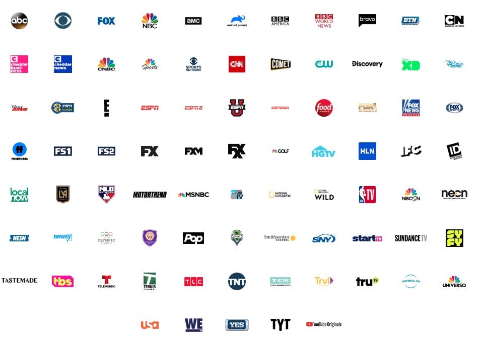 youtube tv channels