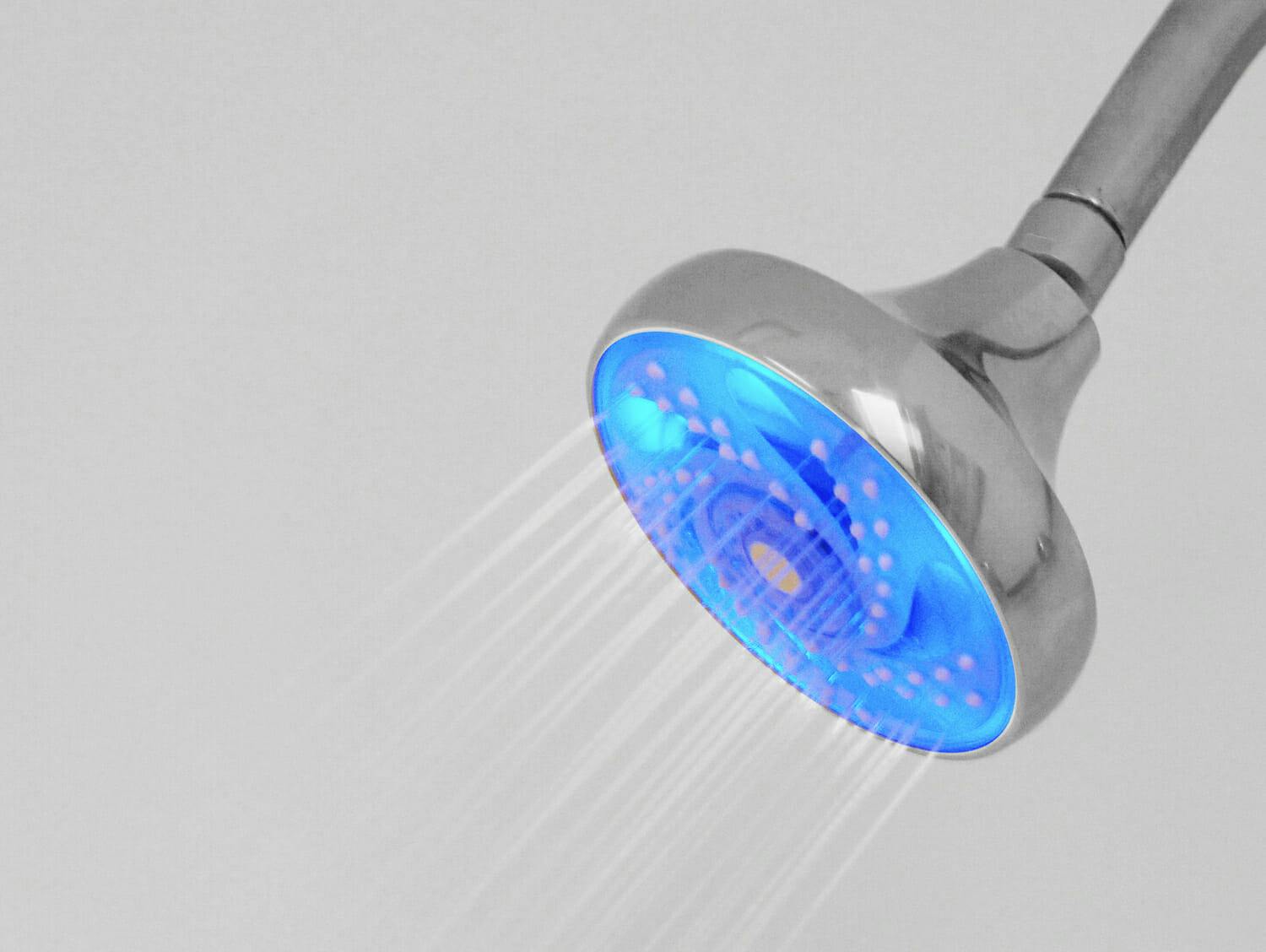 Hydrao Cereus smart shower head glowing blue