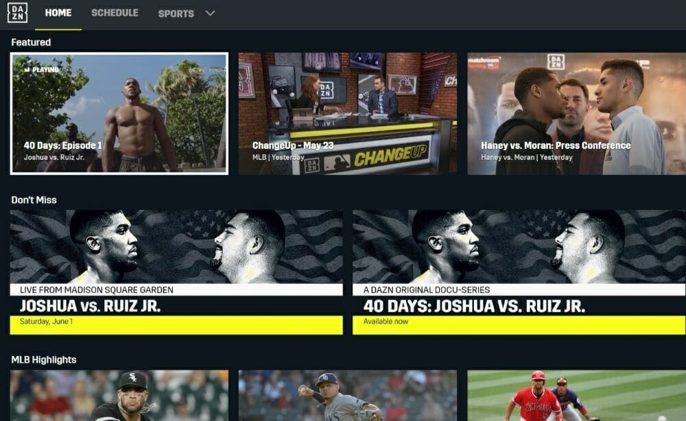 DAZN app review interface how does it work