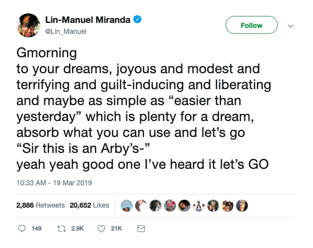 sir this is an arby's lin manuel