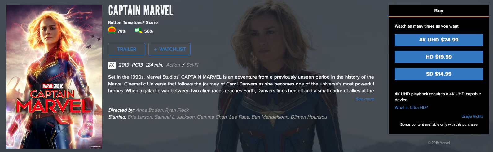 watch captain marvel rent buy on FandangoNow