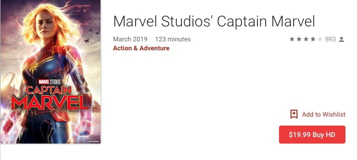 watch captain marvel rent buy on Google Play