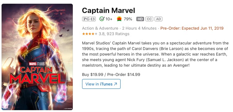 watch captain marvel rent buy on iTunes