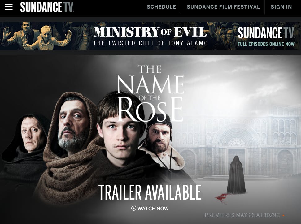 watch in the name of the rose online free on SundanceTV