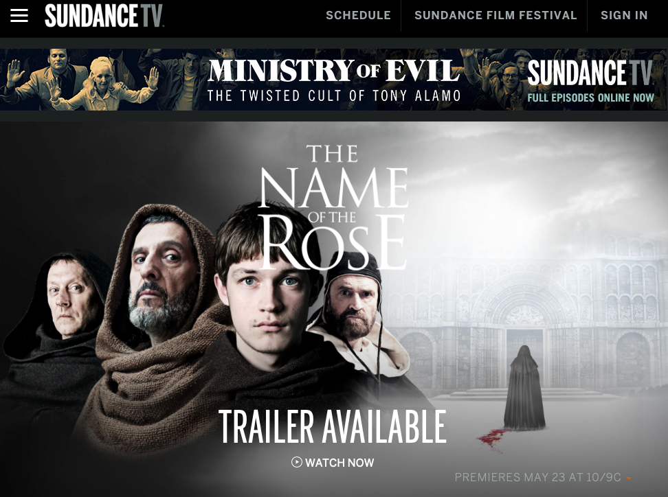 watch in the name of the rose online free on SundanceTV