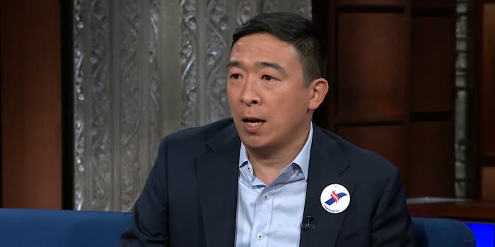 Andrew Yang 2020 Colbert Late Show Freedom Dividend