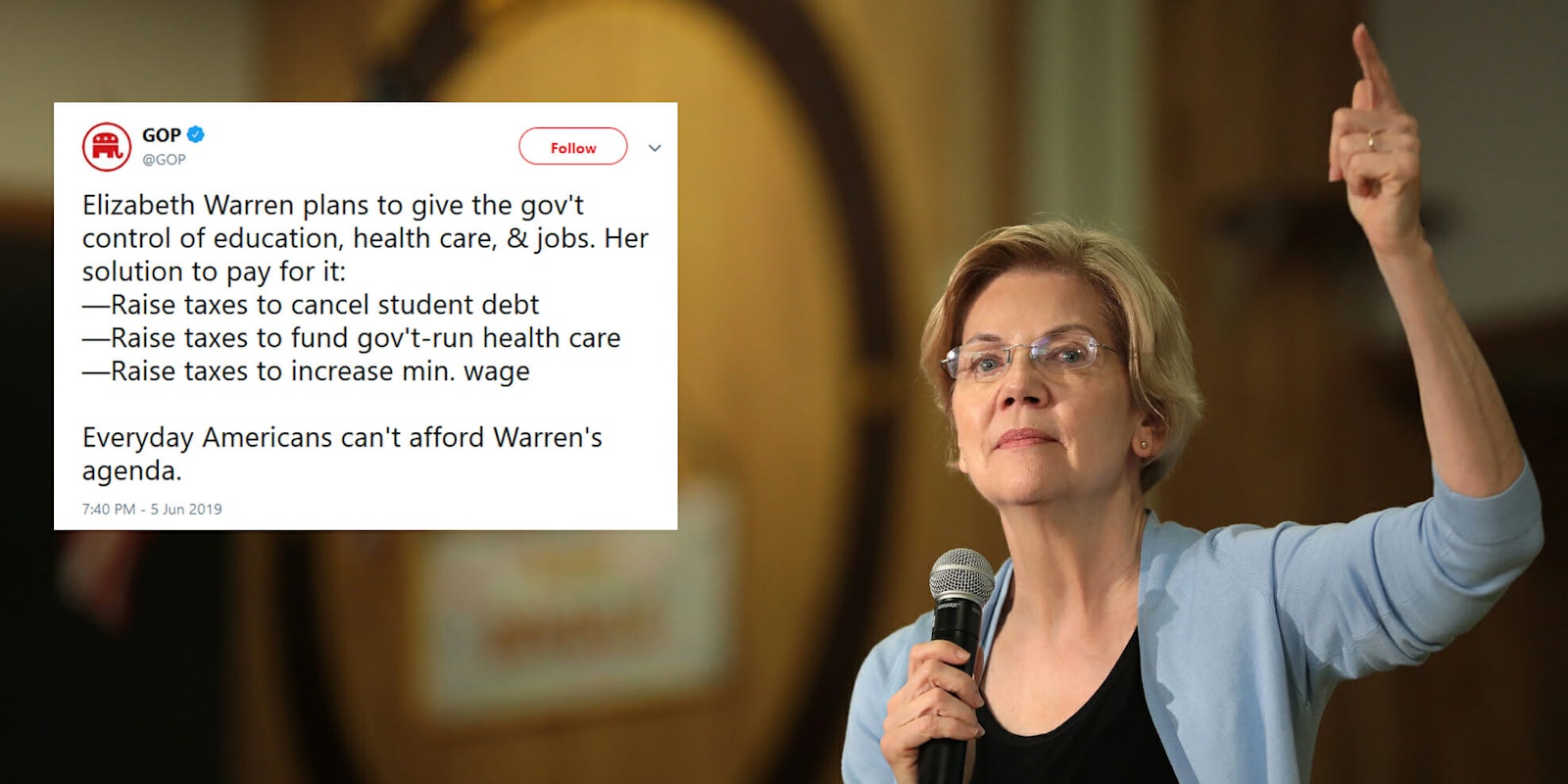 Elizabeth Warren @GOP Tweet