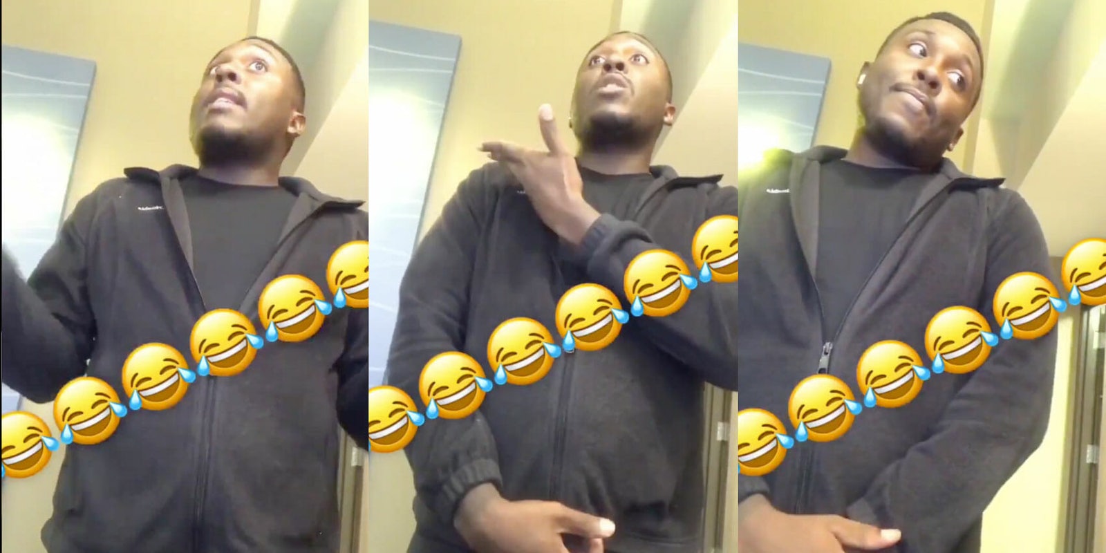 Screenshots show the Black employee calmly denying a woman service