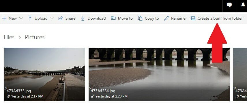 microsoft onedrive photo albums