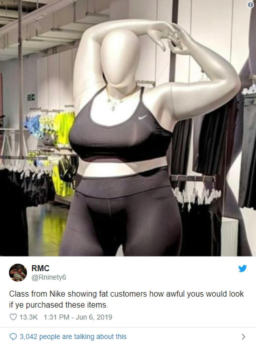 nike mannequin body shamed