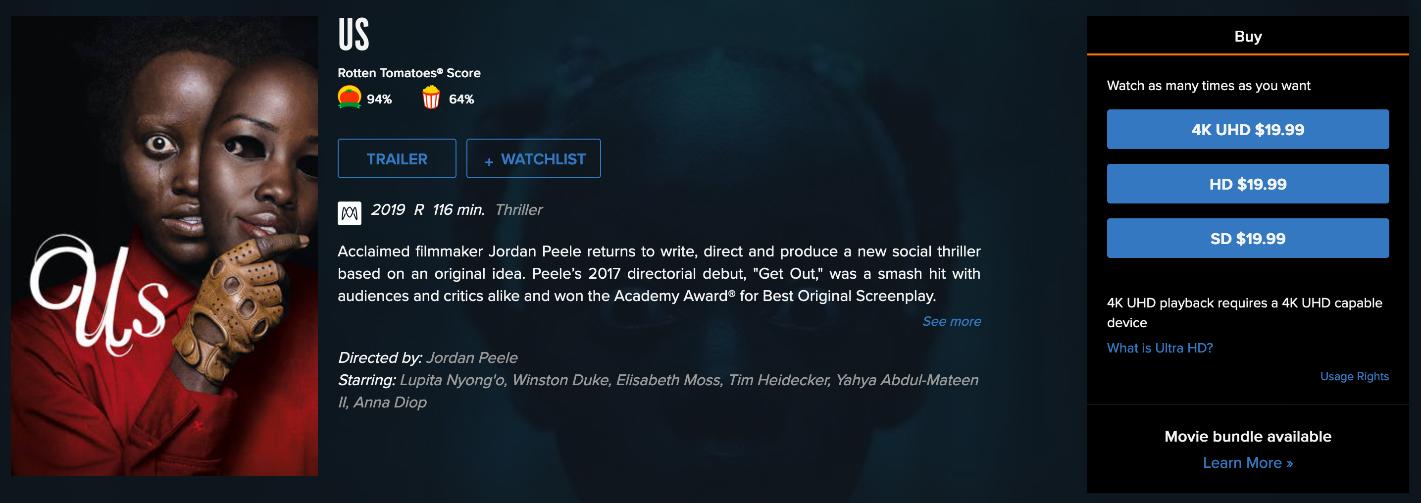 Watch Us Where to Rent and Buy the Jordan Peele Movie