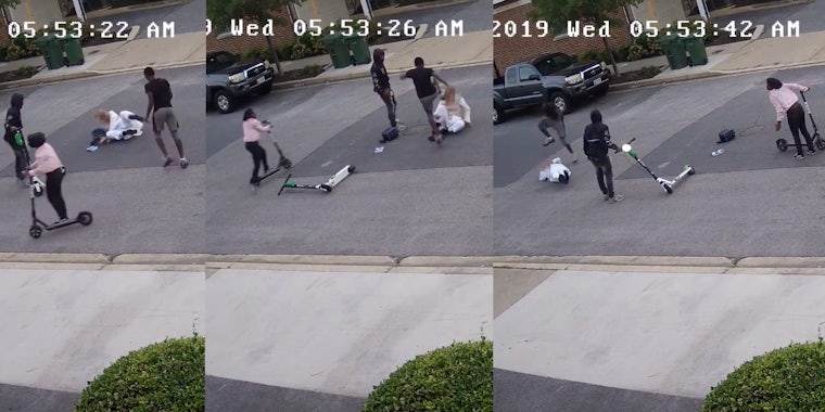 Three shots from the video shows a teen brutally beating and stomping the victim as he lay on the ground