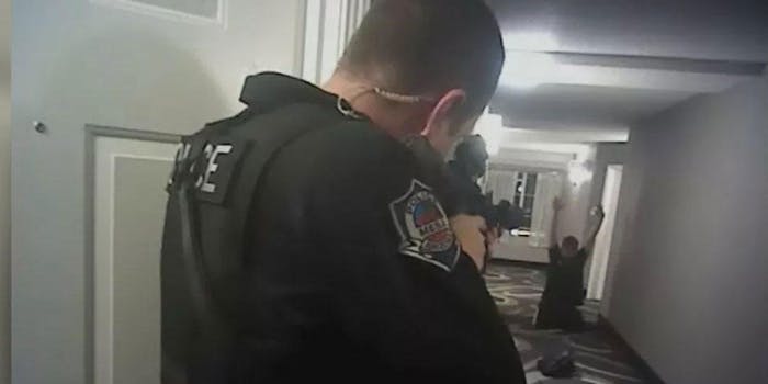 Police seen aiming a gun at an unarmed Daniel Shaver in this 2016 footage