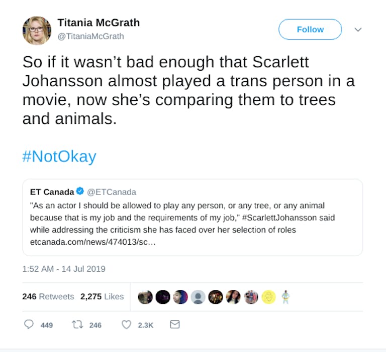 Scarlett Johansson tree controversy