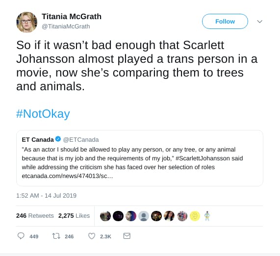 Scarlett Johansson tree controversy