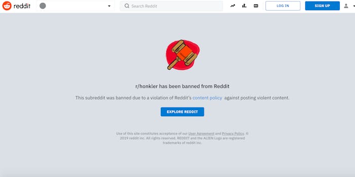 honkler-subreddit-banned