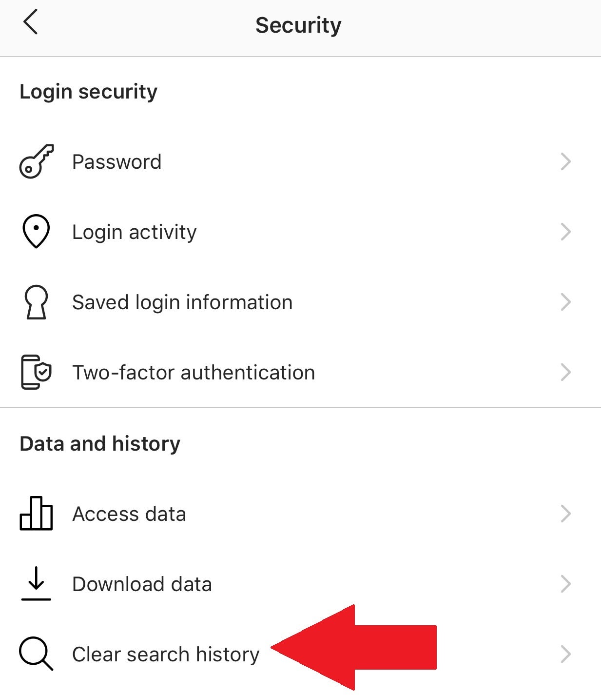 instagram clear search history
