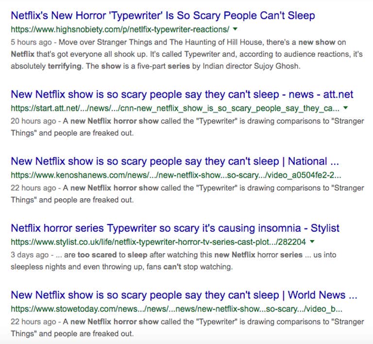 netflix typewriter so scary can't sleep