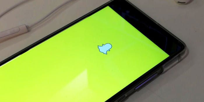Snapchat app seen on the screen of a phone